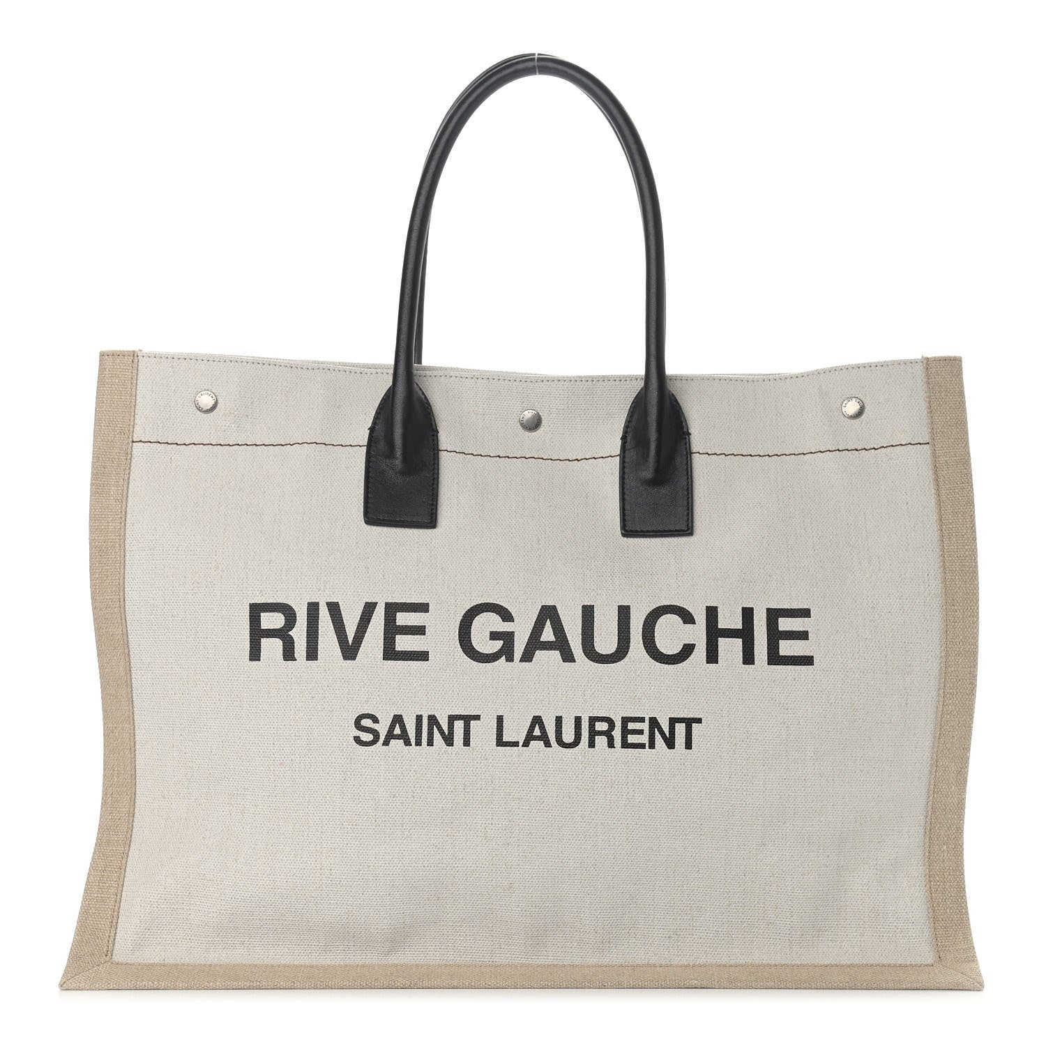 Saint Laurent Linen Calfskin Rive Gauche Tote Optic White 1 of 12