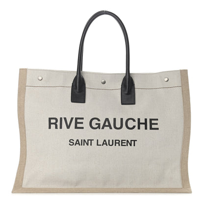 Saint Laurent Linen Calfskin Rive Gauche Tote Optic White 1 of 12