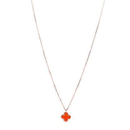 Van Cleef & Arpels 18K Rose Gold Carnelian Sweet Alhambra Pendant Necklace 1 of 6
