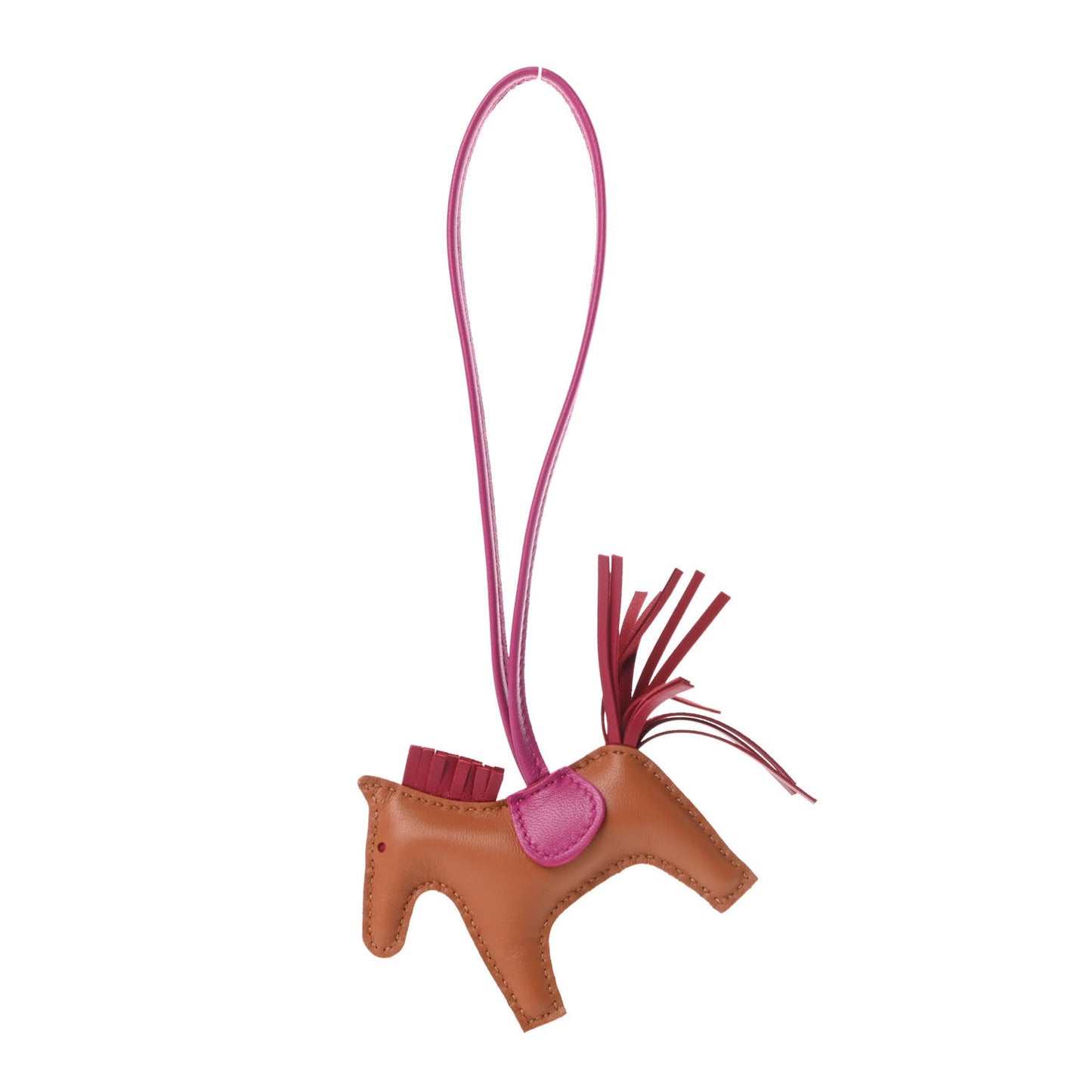 Milo Lambskin Grigri Rodeo Horse Bag Charm PM Gold Rubis Rose Poupre