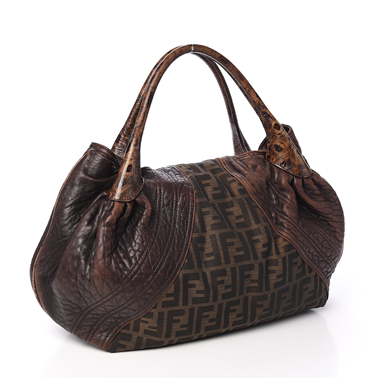 Fendi Zucca Nappa Nuvolata Vitello Tortuga Spy Tobacco Moro 2 of 9