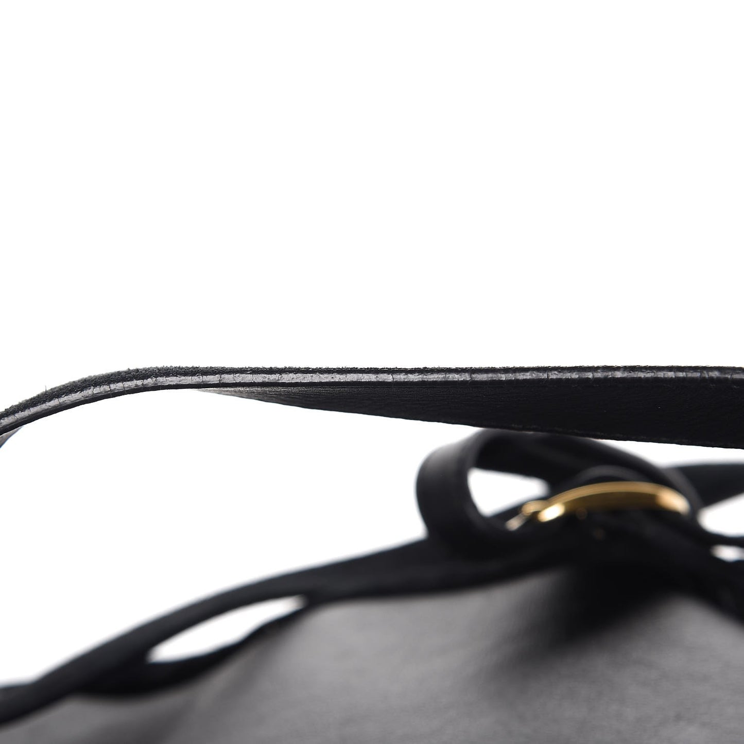 Baby Daim Suede Gold Metallic Edge Hardware Backpack Black