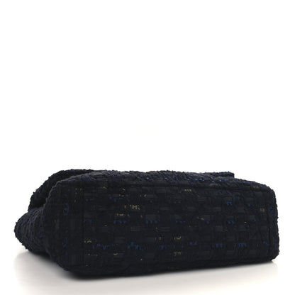 Chanel Tweed Quilted Large Chanel 19 Flap Black Navy Gold 4 of 10