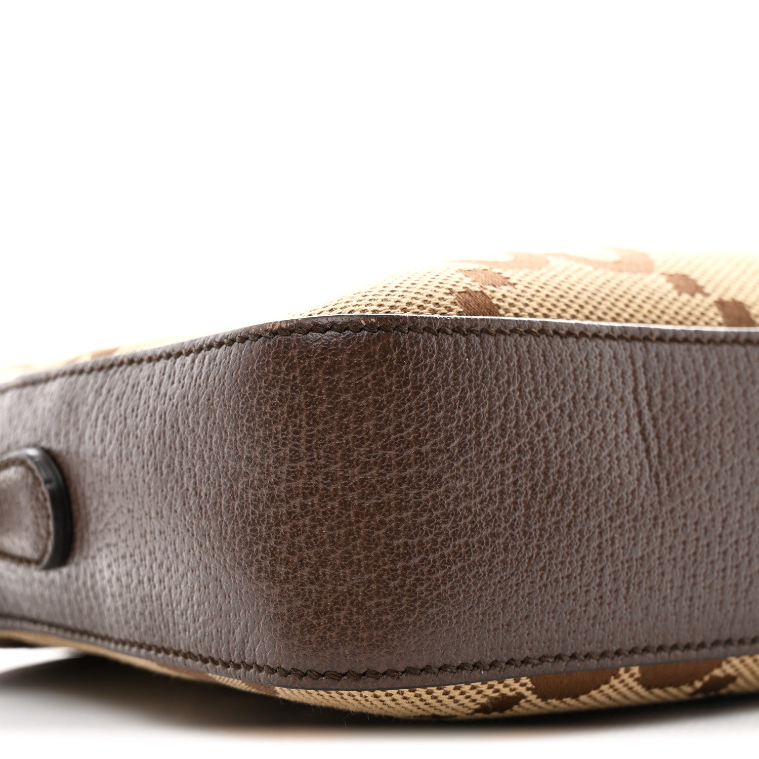Gucci Monogram Jumbo GG Textured Dollar Calfskin Web Messenger Shoulder Bag Camel Ebony New Acero 9 of 13