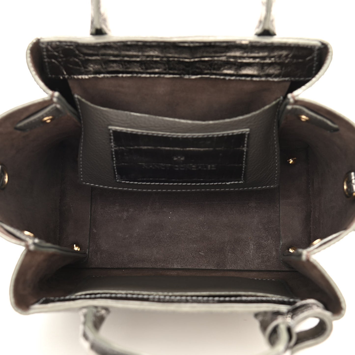 Metallic Crocodile Mini Cristie Satchel Anthracite