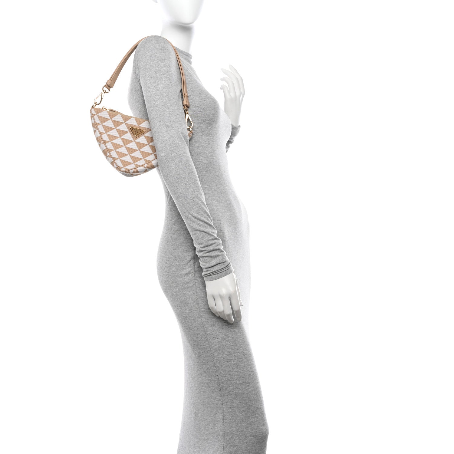 Prada Jacquard Triangolo Symbole Embroidered Mini Triangle Bag Corda Talco 2 of 10