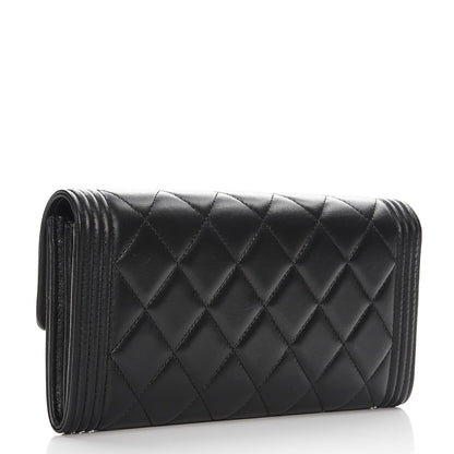 Chanel Lambskin Quilted Boy Flap Wallet Black 3 of 9
