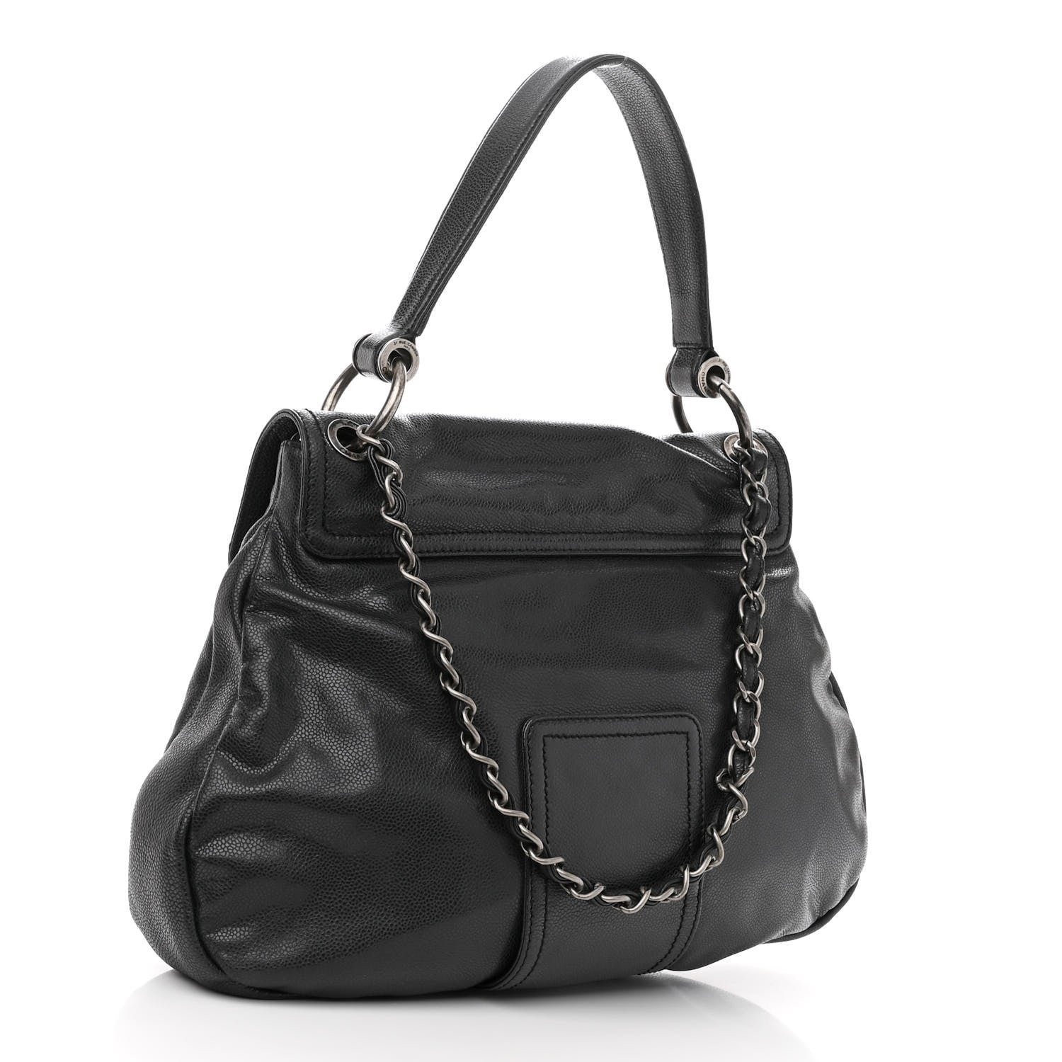 Chanel Glazed Caviar Coco Rider Flap Hobo Dark Grey 3 of 10