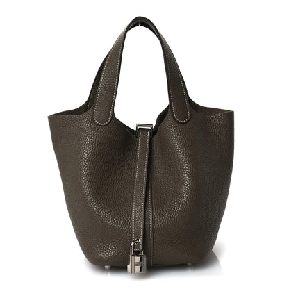 Hermes Taurillon Clemence Picotin Lock 18 PM Etoupe 1 of 11