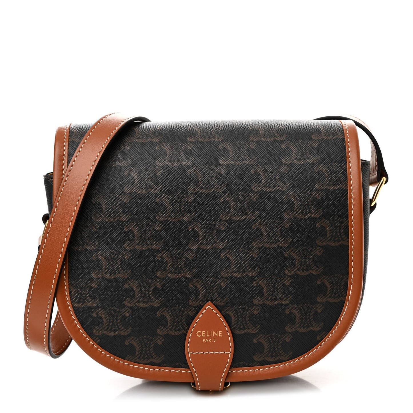 Triomphe Canvas Medium Folco Bag Tan