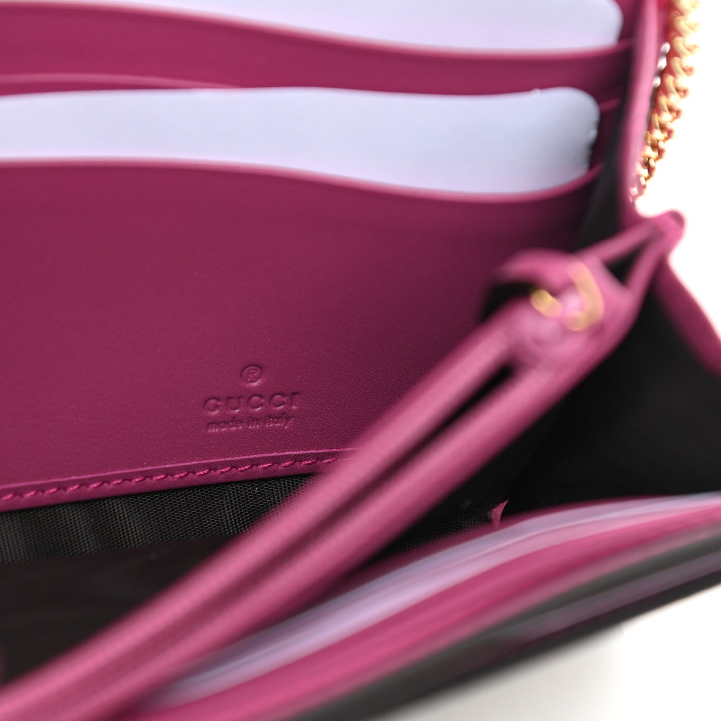 GG Supreme Monogram Moon Calfskin Padlock Continental Chain Wallet Beige Ebony Hibiscus Red New Rosette