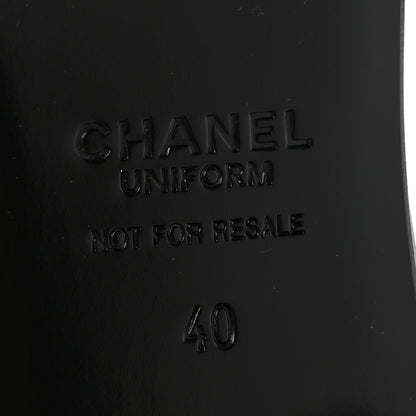 Chanel Calfskin Elastic Lace Up Cap Toe CC Loafers 40 Black 7 of 10