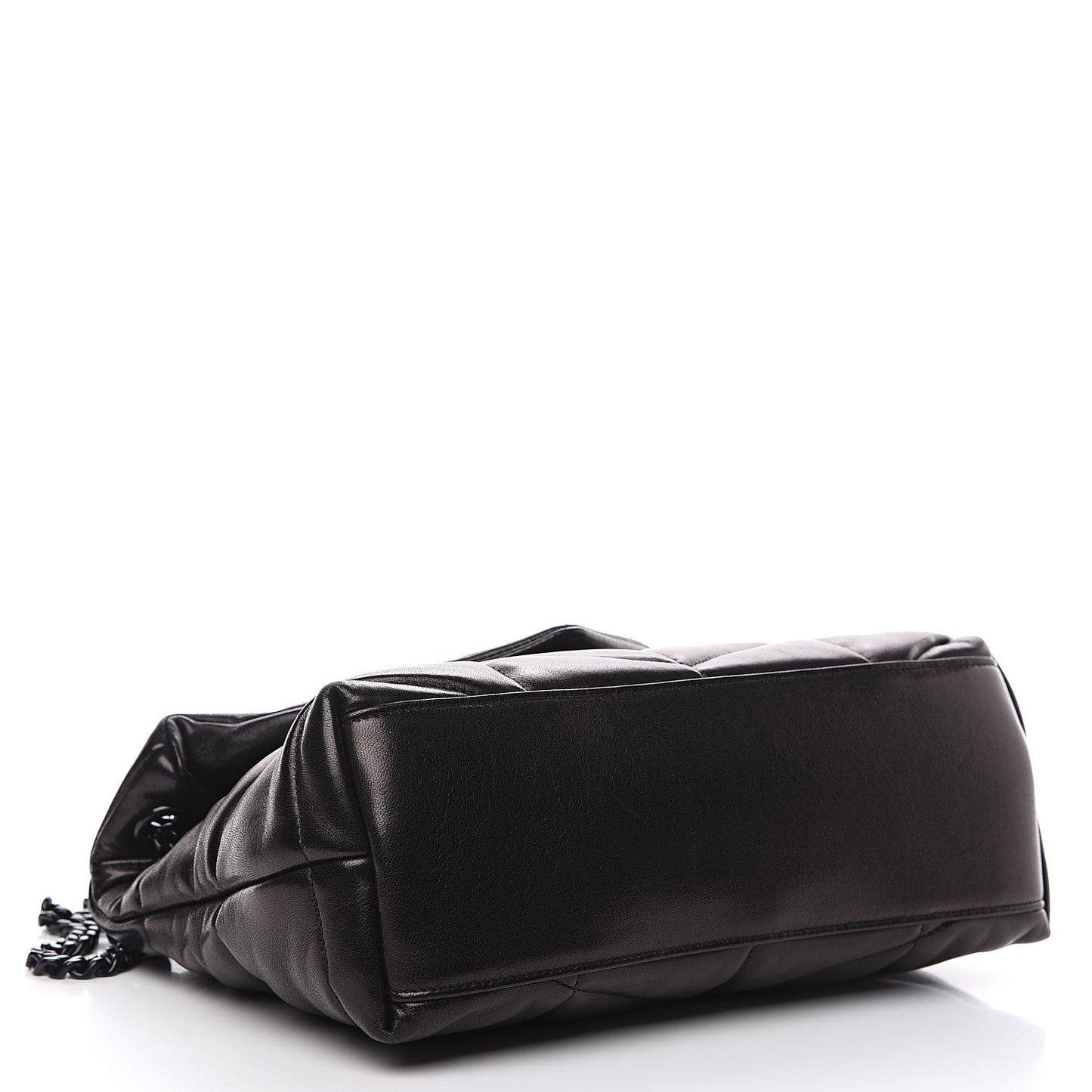 Lambskin Quilted Small Loulou Puffer Monogram Chain Satchel Black