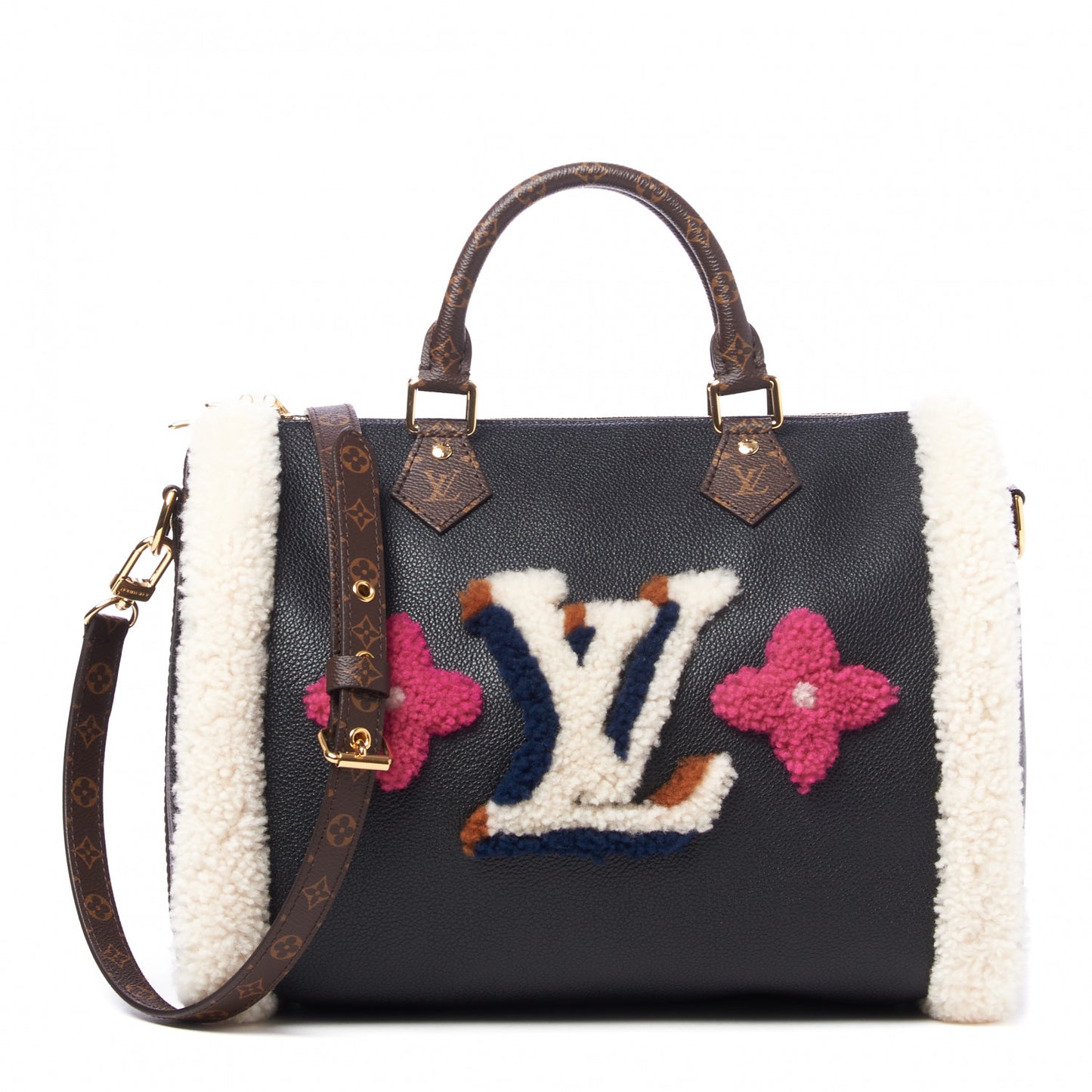 Calfskin Monogram Teddy Speedy Bandouliere 30 Black
