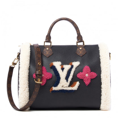 Louis Vuitton Calfskin Monogram Teddy Speedy Bandouliere 30 Black 1 of 8