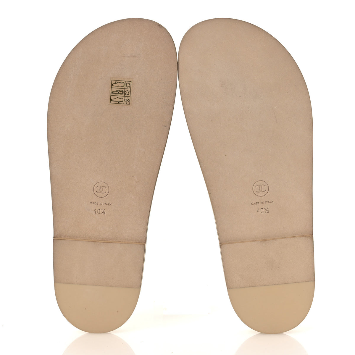 Lambskin Quilted Velcro Dad Chain CC Slide Sandals 40.5 Beige