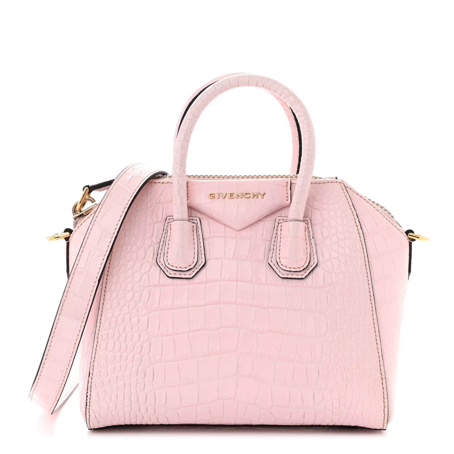Givenchy Calfskin Crocodile Embossed Mini Antigona Pink 1 of 14