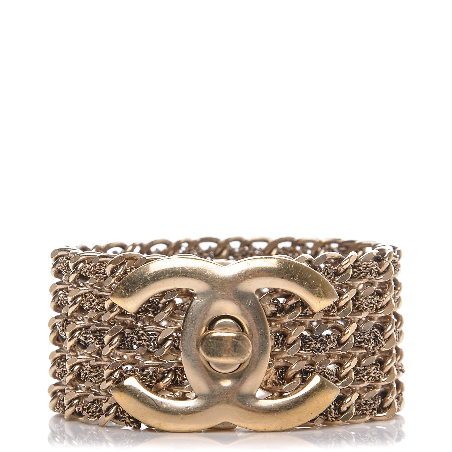Chanel Metal CC Turnlock Multistrand Chain Bracelet M Gold 1 of 5