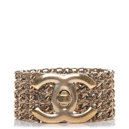 Chanel Metal CC Turnlock Multistrand Chain Bracelet M Gold 1 of 5