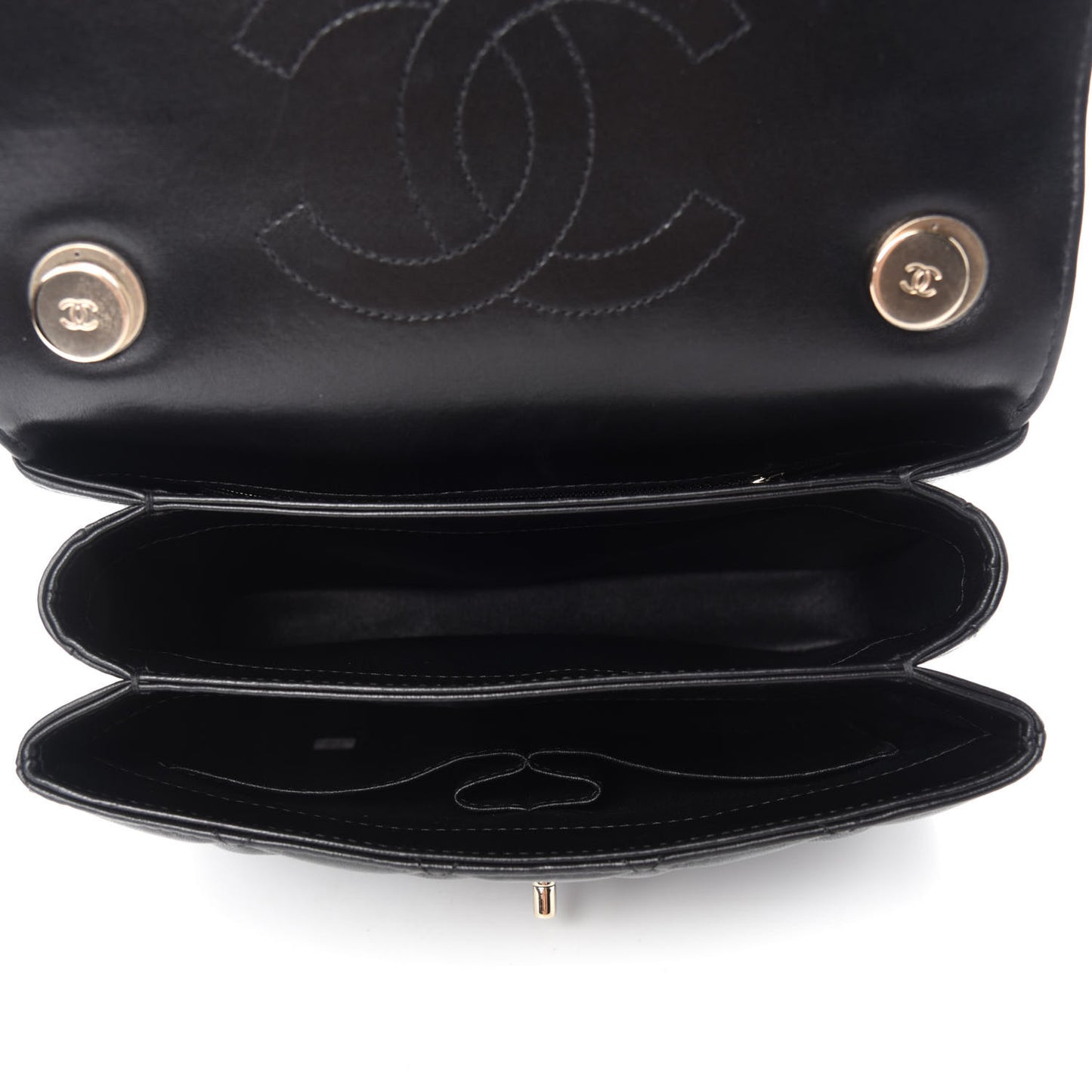 Lambskin Quilted Small Trendy CC Dual Handle Flap Bag Black