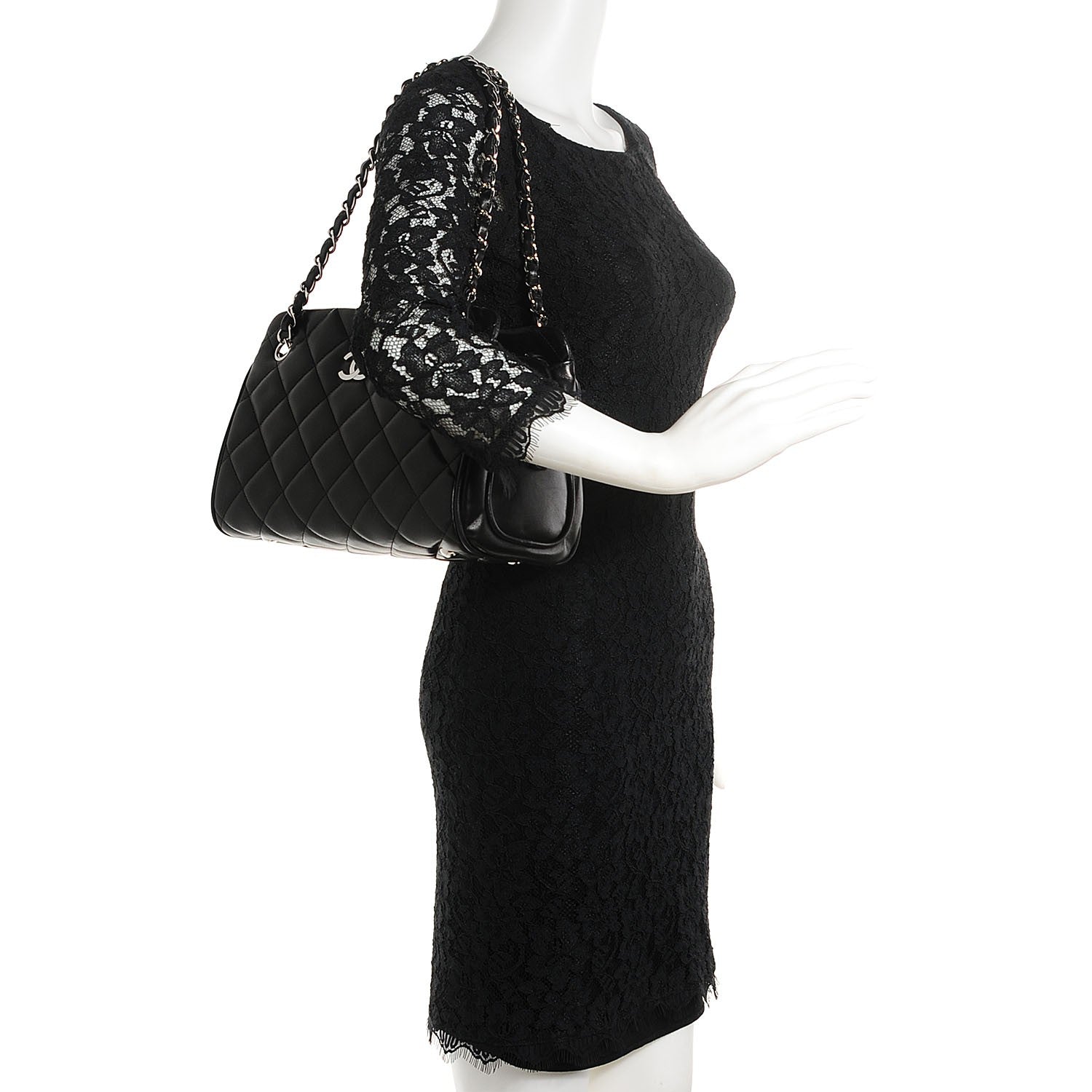 Chanel Lambskin Quilted Shopping Tote Black 2 of 8