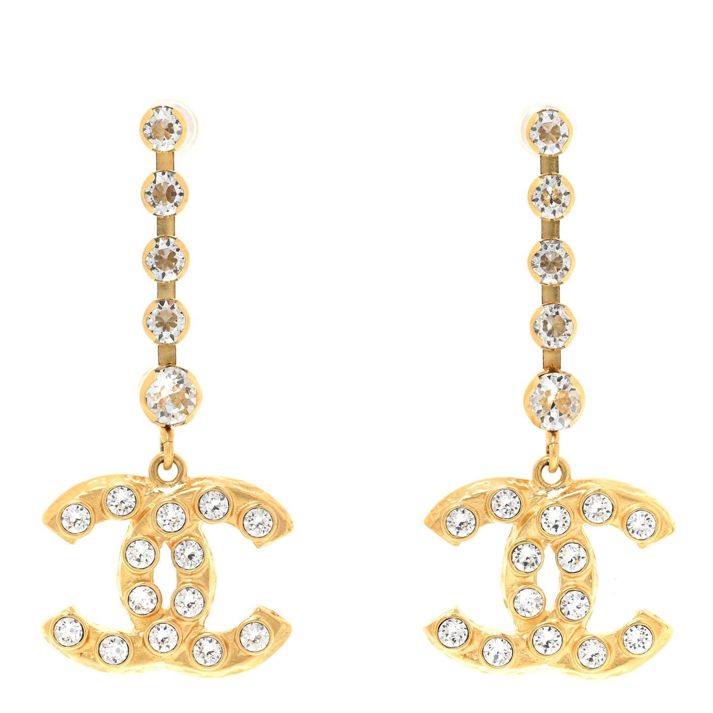 Crystal CC Dangle Earrings Gold