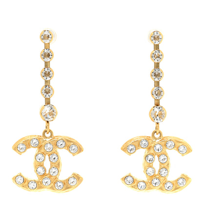 Chanel Crystal CC Dangle Earrings Gold 1 of 7