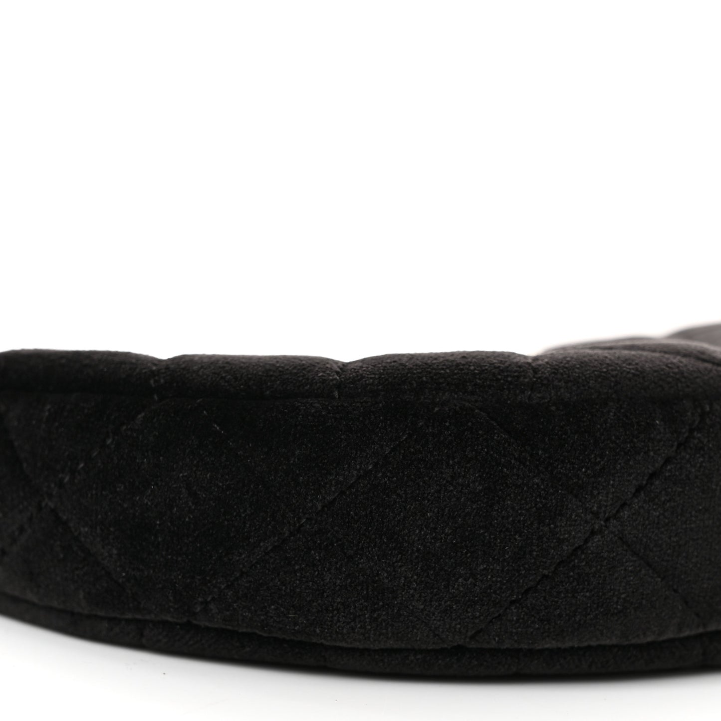 Velvet Crystal Quilted Chain Hobo Black