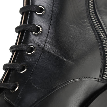 Chanel Calfskin Lace Up Combat Boots 38.5 Black 10 of 10