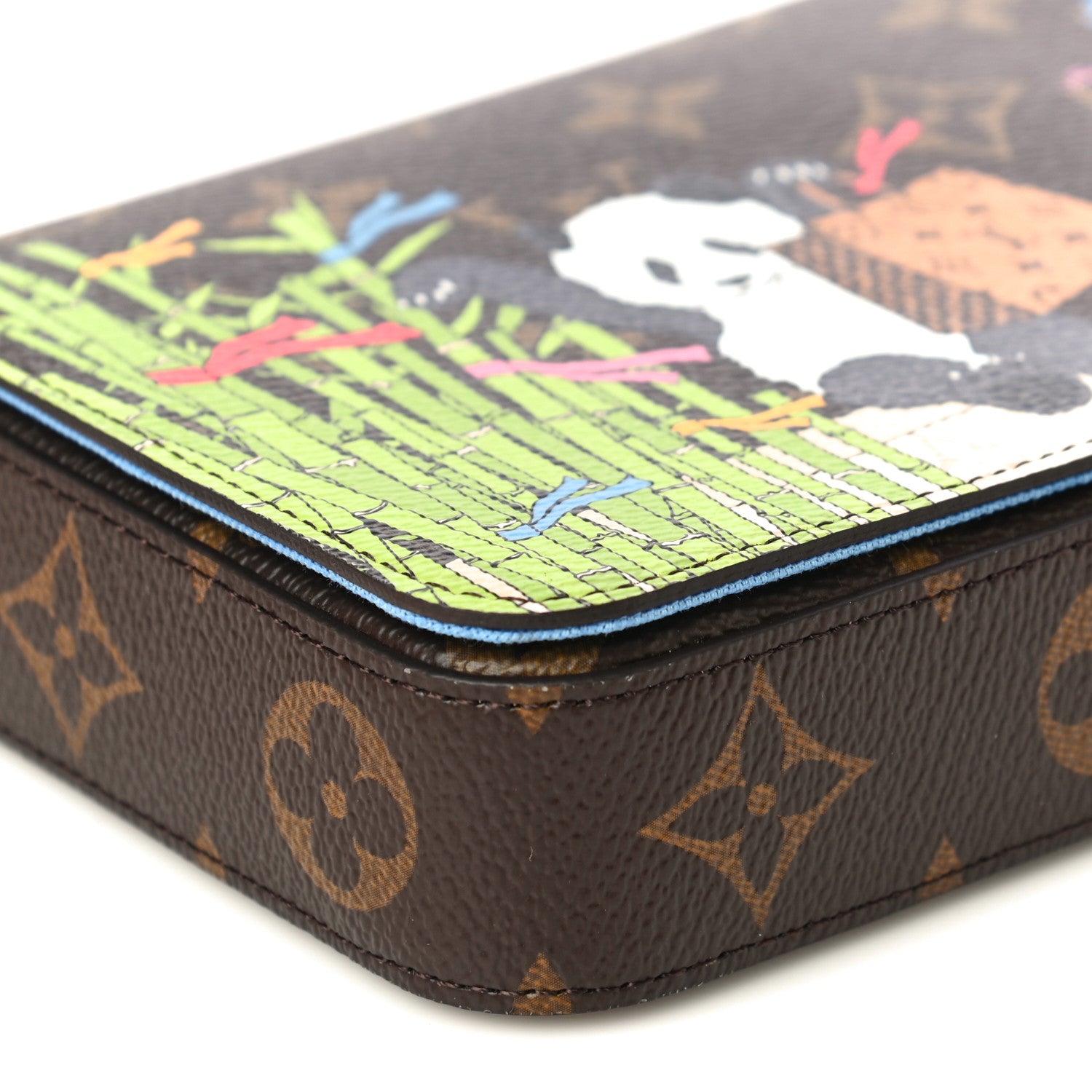 Louis Vuitton Monogram 2021 Christmas Animation China Wall Pochette Felicie Chain Wallet Myosotis Blue 10 of 15