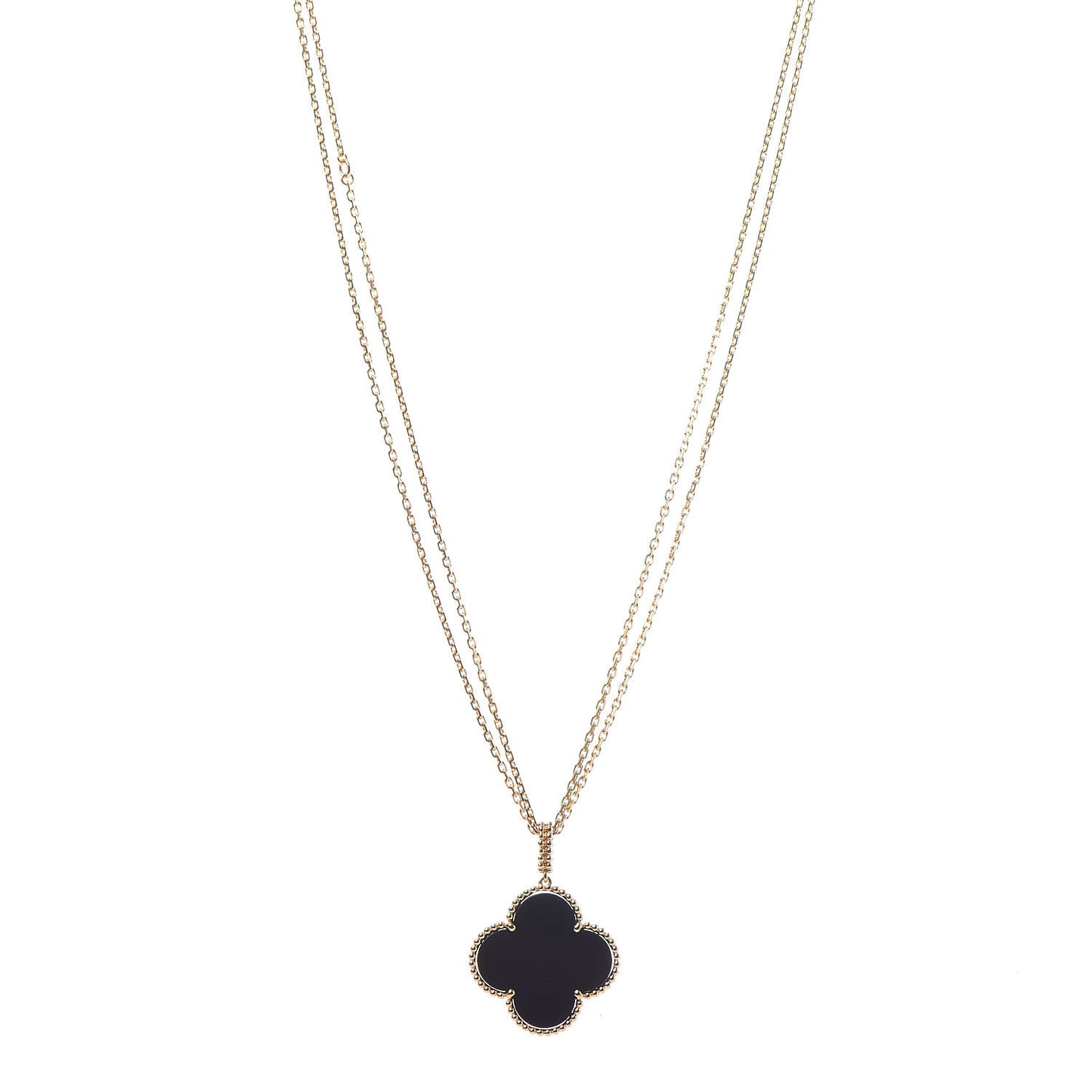 18K Yellow Gold Black Onyx Magic Alhambra Pendant Necklace