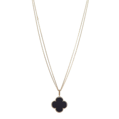 Van Cleef & Arpels 18K Yellow Gold Black Onyx Magic Alhambra Pendant Necklace 1 of 6