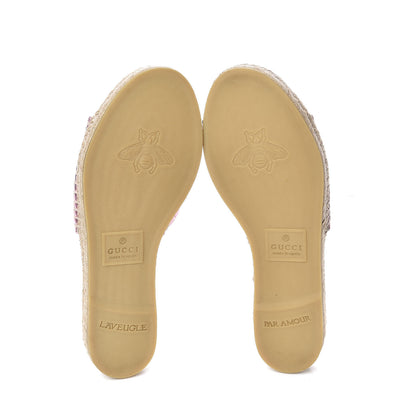 Gucci Metallic Nappa Matelasse GG Marmont Espadrille Slide Sandals 38 Rosa 7 of 11