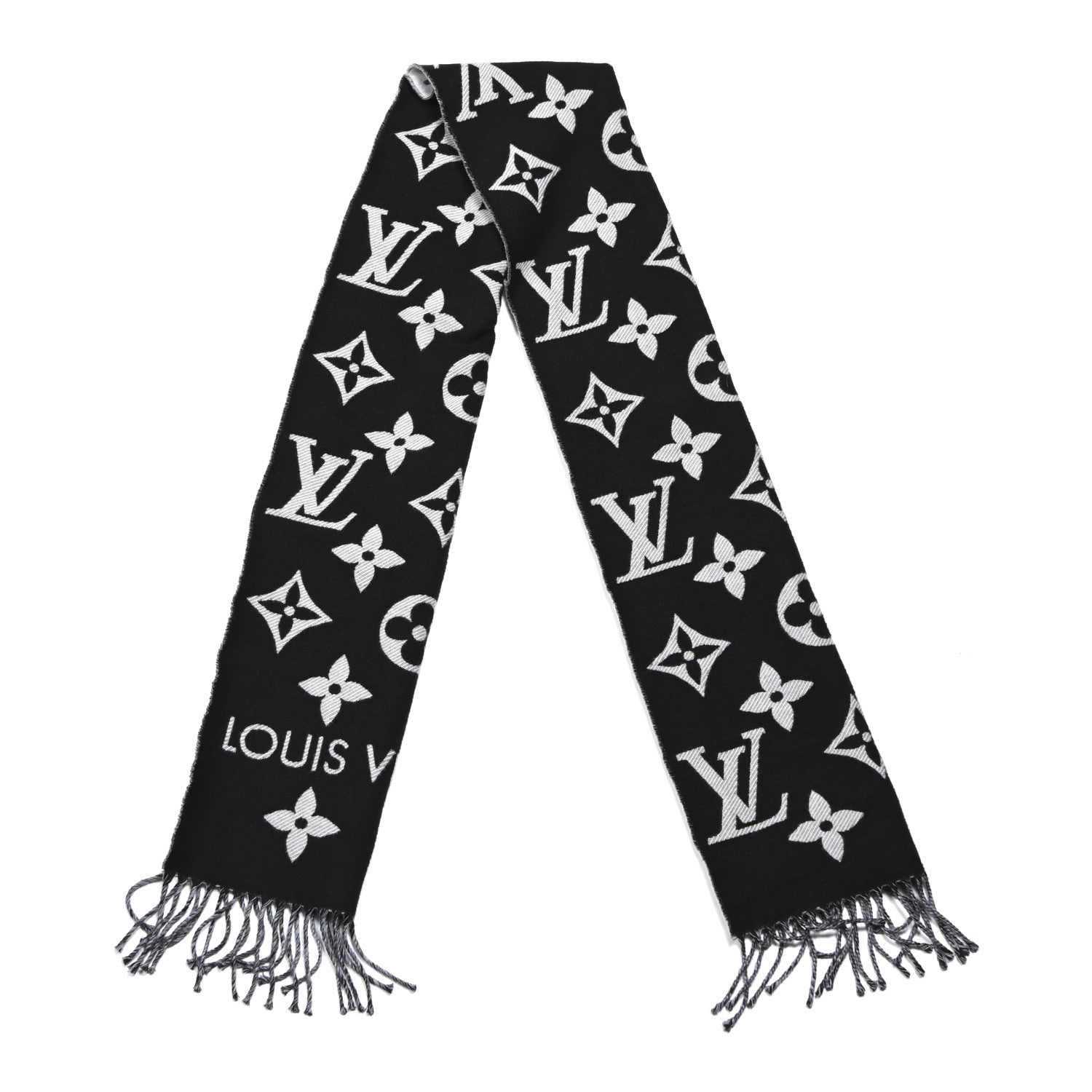 Louis Vuitton Wool Monogram LV Essential Scarf Black 2 of 3