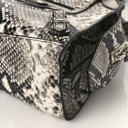 Balenciaga Grained Calfskin Snake Effect Neo Classic Silver Hardware Mini City Black White 9 of 9