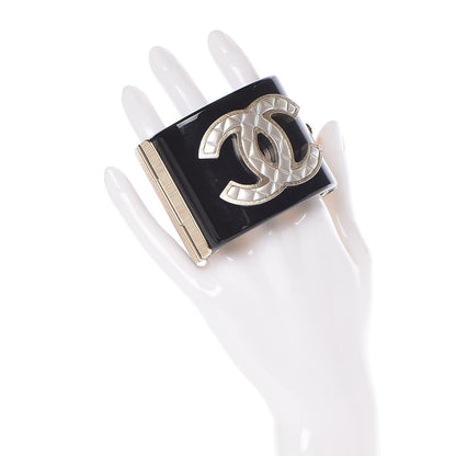 Chanel Resin Quilted CC Cuff Black Gold 2 of 7