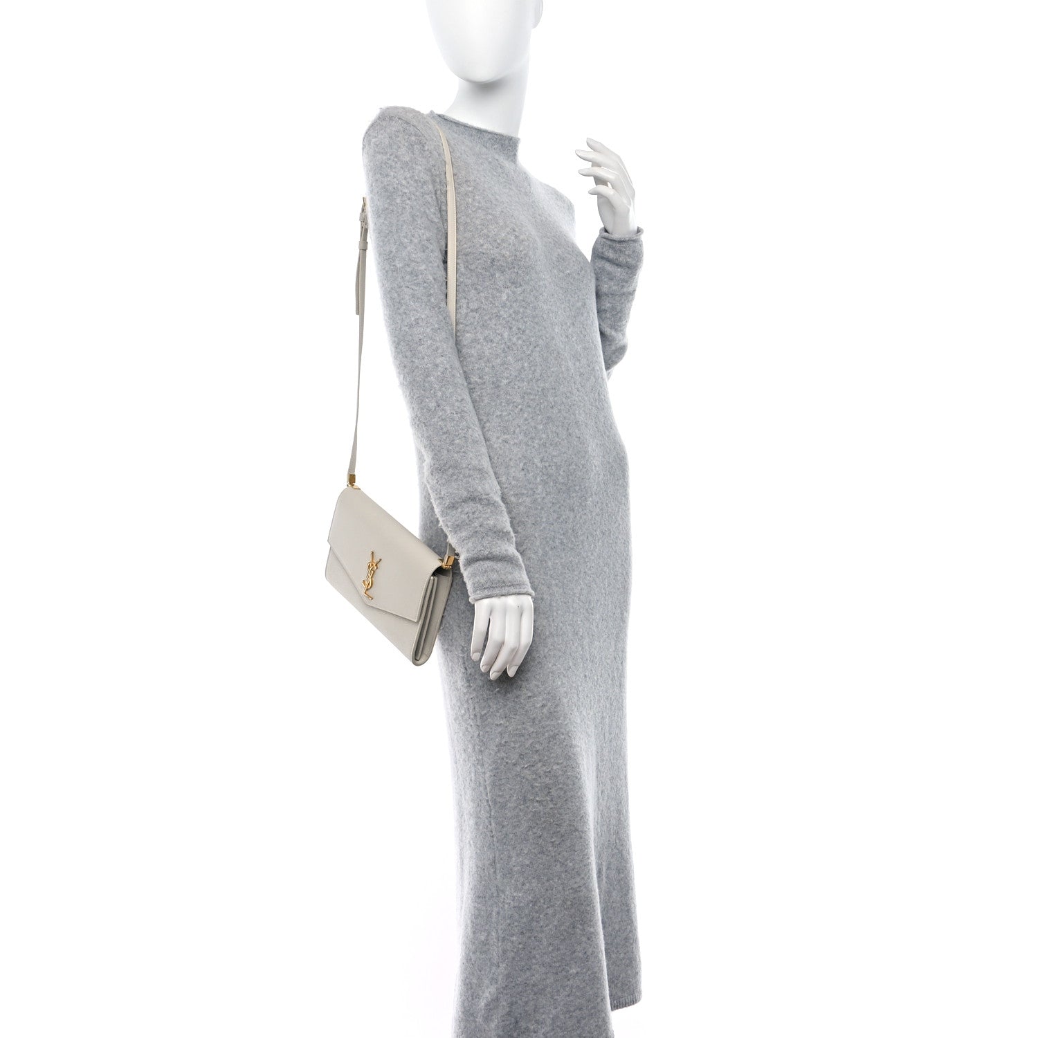 Saint Laurent Grain de Poudre Mini Uptown Crossbody Bag Blanc Vintage 2 of 12
