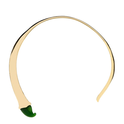 Tiffany 18K Yellow Gold Green Jade Elsa Peretti Claw Necklace 1 of 5