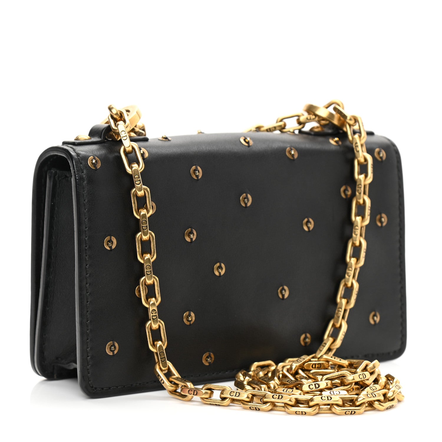 Christian Dior Calfskin Studded Mini J'Adior Chain Flap Bag Black 3 of 11