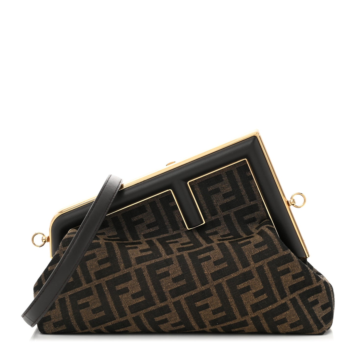 Shiny Nappa Fabric Jacquard FF 1974 Midi Fendi Tobacco Moro Ebano
