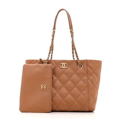 Chanel Caviar Quilted Small Shopping Tote Dark Beige 3 of 12