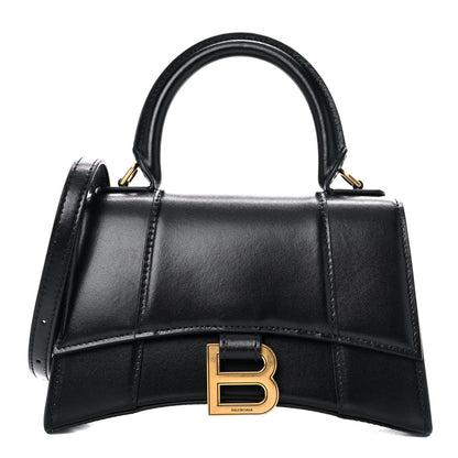 Balenciaga Shiny Box Calfskin Hourglass Top Handle Bag XS Black 1 of 10
