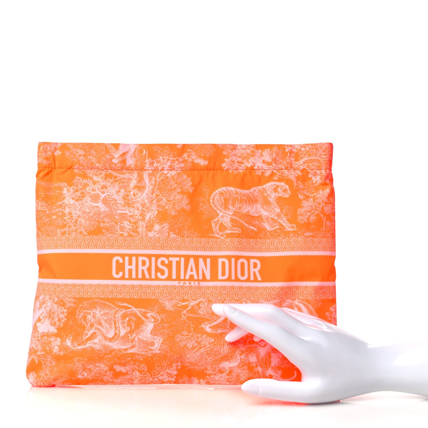 Embroidered Toile De Jouy Diortravel Zipped Pouch Orange