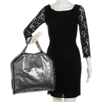 Stella McCartney Metallic Linen Falabella Grey 4 of 10