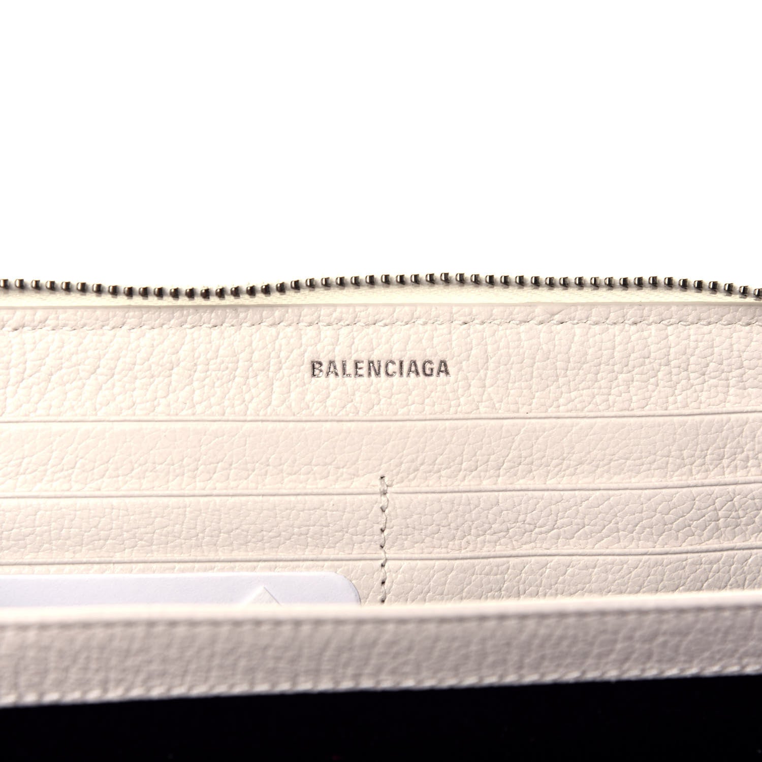 Balenciaga Chevre Silver Metallic Edge Hardware Zip Around Wallet Blanc Neige 6 of 8