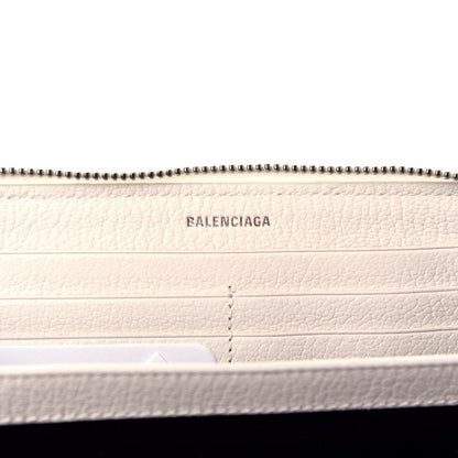 Balenciaga Chevre Silver Metallic Edge Hardware Zip Around Wallet Blanc Neige 6 of 8