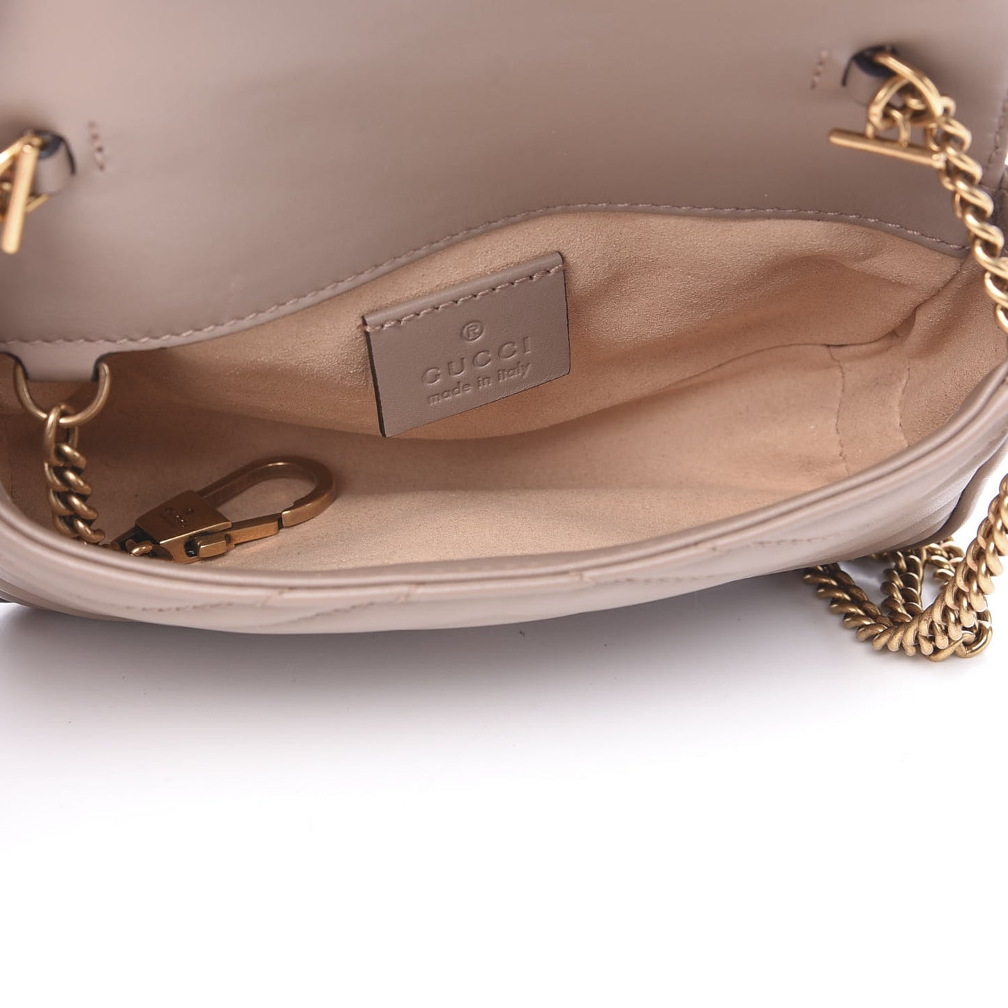 Calfskin Matelasse Super Mini GG Marmont Shoulder Bag Porcelain Rose