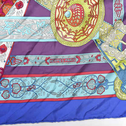 Hermes Silk Le Songe De La Licorne Scarf 90 Bleu Klein Parme Turquoise 2 of 4