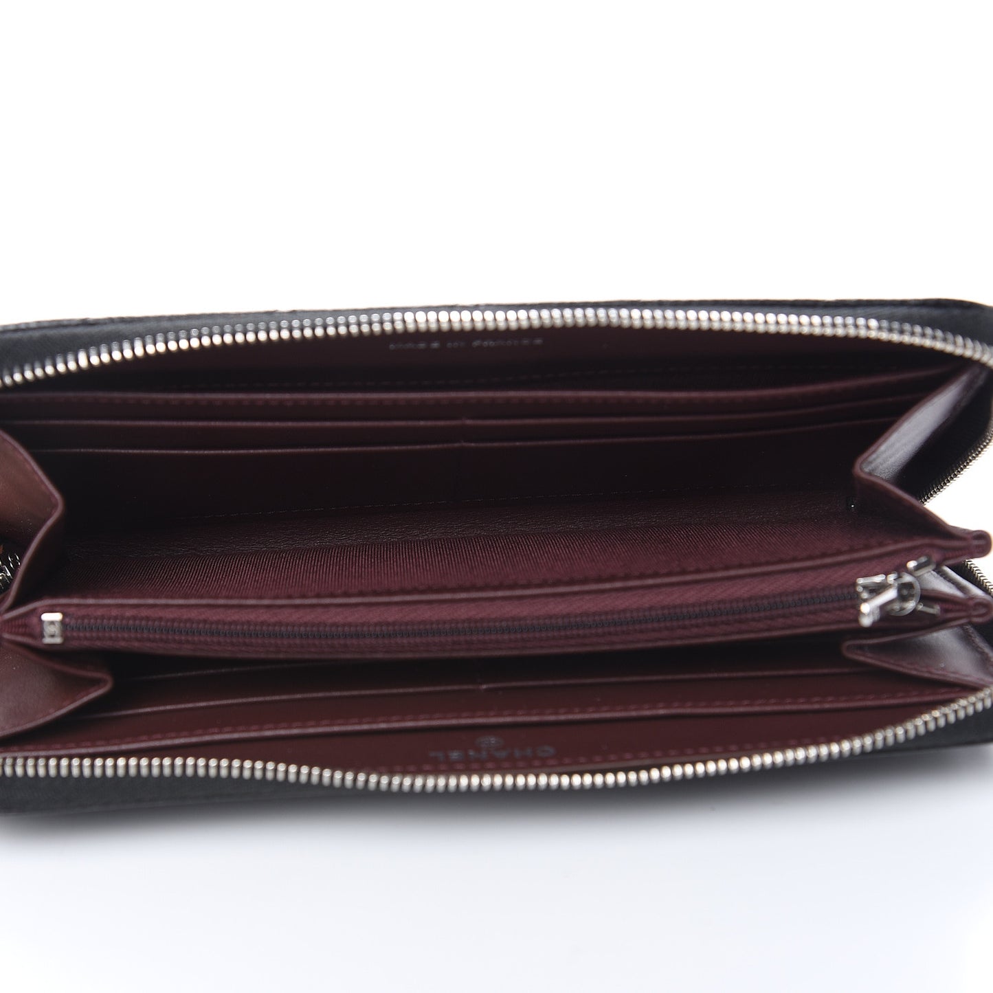 Caviar Quilted Large Gusset Zip Around Wallet Black