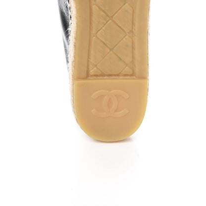 Chanel Patent Calfskin Crystal CC Espadrilles 38 Black 8 of 10